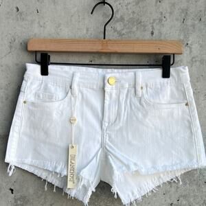 BLANKNYC Mid-Rise White Distressed Denim The Queenie Short-Size 26